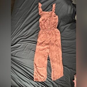 abercrombie kids Rust Button-Front Ruffle-Strap Jumpsuit